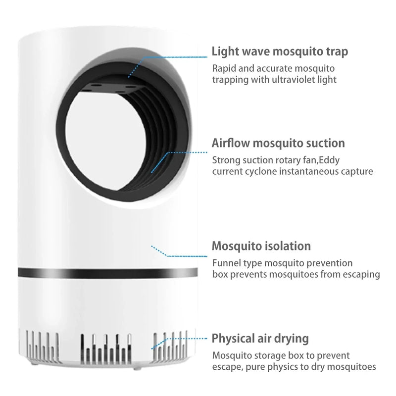 new Indoor Electric Mosquito Trap Mosquito Killer Lamp with USB Power Supply and Adapter Suction Fan Outdoor Insect Fly Trap